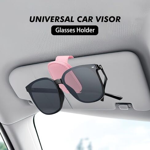 Sunglasses Holders for Car Visor 1 Pack Clip-on Leather Sunglass Holder Magnetic Sunglass Holder for Car Adjustable Glasses Clamp for sdda,SUV (Rose Red) in Kuwait