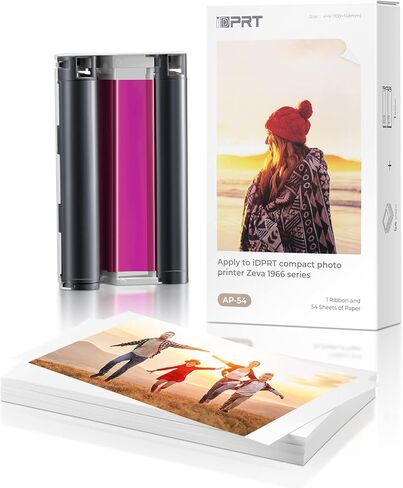 ورق وشريط طباعة صور iDPRT مقاس 4 بوصة × 6 بوصة، وشريط واحد و54 ورقة صور، وصبغ حراري، مقاوم للماء، للعرض، والتأطير، وسجل القصاصات in Kuwait