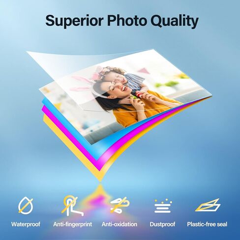 ورق وشريط طباعة صور iDPRT مقاس 4 بوصة × 6 بوصة، وشريط واحد و54 ورقة صور، وصبغ حراري، مقاوم للماء، للعرض، والتأطير، وسجل القصاصات in Kuwait