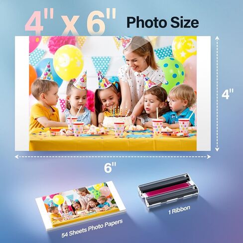 ورق وشريط طباعة صور iDPRT مقاس 4 بوصة × 6 بوصة، وشريط واحد و54 ورقة صور، وصبغ حراري، مقاوم للماء، للعرض، والتأطير، وسجل القصاصات in Kuwait