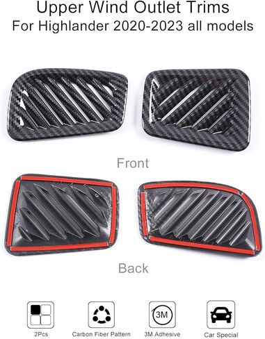 لسيارة هايلاندر 2023 2022 2021 2020 زخارف لمنفذ فتحة تهوية الرياح العلوية، ملحقات غطاء الحبوب من ألياف الكربون الداخلية الرياضية-الكربون in Kuwait