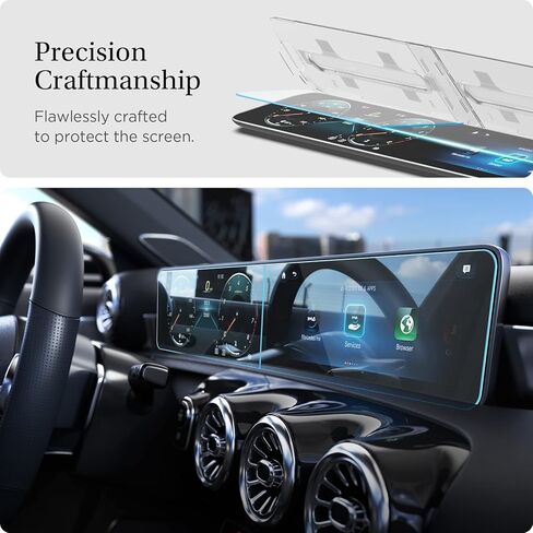 واقي شاشة زجاجي مقوى من Spigen [GlasTR EZ FIT] مصمم لـ 2023/2022/2021/2020/2019/2018 Mercedes Benz A-Class، 2023/2022/2021/2020 GLB - شفاف كريستالي in Kuwait