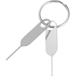 2 Pcs Extended SIM Card Removal Tool, Universal SIM Card Tool with Key Ring, Stainless Steel SIMs Ejector Tools for Tray Doorbell, SIMs Cards Pin for All Cell Phones