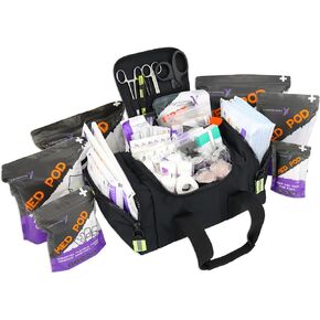 Lightning X Value Compact Medic First Responder EMS/EMT Stocked Trauma Bag w/Basic Fill Kit A - RED