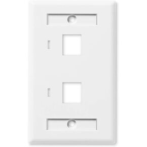 Navepoint Keystone Jack Wall Plate 2-Port ، profile lows ، عصابة واحدة ، أبيض ، 10 عبوات