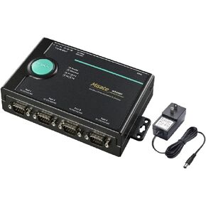 MGate MB3480 with Adapter - 4-Port RS-232/422/485, 3 in 1 Gateway Standard Modbus TCP Serial Comm., US Plug,