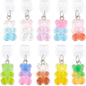 OLYCRAFT 10Pcs Dust Plug Charm Type C Anti Dust Plugs 1.4 inch Long Mobile Dustproof Plugs with Bear Pendants USB C Port Cap Protector Accessory Charging Port Plugs Pendant for Most Type C Phone