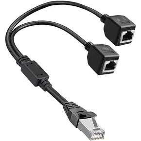 RJ45 Ethernet Splitter Cable, RJ45 1 Male to 2 x Female LAN Ethernet Splitter Adapter Cable Suitable Super Cat5, Cat6, Cat7 LAN Ethernet Socket Connector Adapter