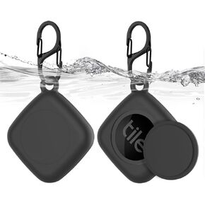 علبة السيليكون من أجل Life360 Tile Tracker 2 Pack ، لـ Tile Mate 2022 Pull Body IPX8 مقاوم للماء ومضاد للخلع مع Carabiner for Kids ، Keys ، الأمتعة ، CAT/COGLAR TAG (Black+Black) in Kuwait