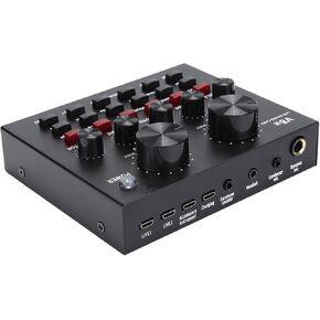 Sound Card for Live Streaming, V8 Live Broadcast Sound Card USB Host Multifunction Karaoke White ABS Material