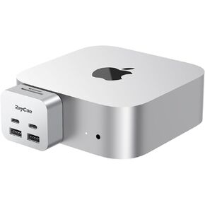RayCue MiniPack Expansion Dock for Mac mini M4 | 6-Port USB-C Hub with Dual 10Gbps Adapters, 2 * 10G USB-C/ 2 * 10G USB-A/SD TF 3.0 Card Reader | High-Speed Data Transfer & Multi-Device Connectivity