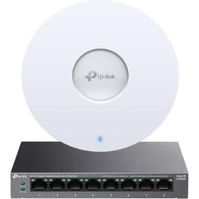 TP-Link Wi-Fi 6 Access Point + 8 Port PoE+ Unmanaged Ethernet Switch | Mesh, Seamless Roaming, WPA3, MU-MIMO | Fanless Plug & Play Internet Splitter | EAP610 & LS108GP