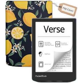 Pocketbook آية القارئ الإلكترونية مع غطاء الليمون طباعة الوجه | صديق 6 '' e-ink carta ™ hd touchscreen | ذكية قابلة للتعديل | ما يصل إلى 1 شهر من عمر البطارية | قارئ الكتاب الإلكتروني باللون الأزرق الفاتح