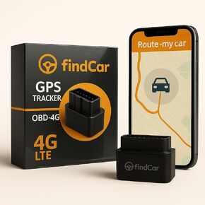 GPS Tracker for Vehicles | findCar OBD 4G | Real-Time Location, Route History, Speed Monitoring & Notifications - for Fleets & Family | Plug-in | Low Cost Subscription - Cancel Anytime