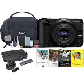 Canon EOS R50 V Mirrorless Camera و 4-30 مم F/4-6.3 عدسة مع بطاقة SD 128GB ، مجموعة التنظيف ، البطاريات ، البرامج وقارئ البطاقات (6 عناصر)