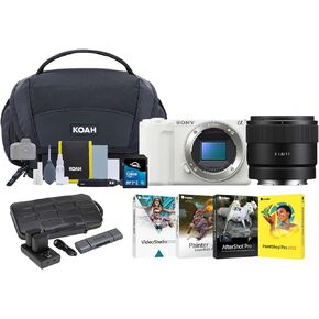 Sony ZV-E10 II Mirrorless Camera (White) with 11mm f/1.8 Lens Bundle with Batteries, Memory Card, Software, Cleaning Kit and Carrying Case (7 Items)