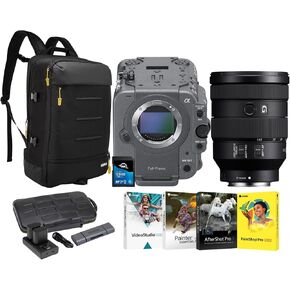 Sony FX6 Full-Frame Cinema Camera with 24-105mm f/4 G OSS Lens Bundle with Batteries (2-Pack), Memory Card, 4 Softwares, Camera Backpack and Card Reader (8 Items)