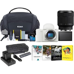 Sony ZV-E10 II Mirrorless Camera with 28-70mm Lens – 4K Vlogging Camera - Interchangeable Lens, Fast Autofocus, Flip Screen Bundle with 128GB SD card, Photo editing software, and accessories (7 items)