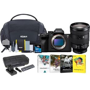 Sony a7R V 61MP Full-Frame Mirrorless Camera with 24-105mm f/4 G OSS Lens Bundle with Gadget Bag, Batteries, SD Card, Software and Reader (8 Items)