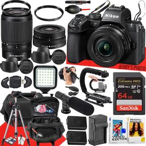 Nikon Z50II Mirrorless Camera with Nikon NIKKOR Z DX 16-50mm f/3.5-6.3 VR and NIKKOR Z DX 50-250mm f/4.5-6.3 VR Lens + 64 GB Memory + Video LED Light + Mic + More (32pc Bundle)