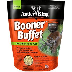 Antler King Booner Buffet Perennial Food Plot | 3 lb Bag Contains Two Varieties of Alfalfa Plus Clover & Chicory | Plants 1/4 Acre