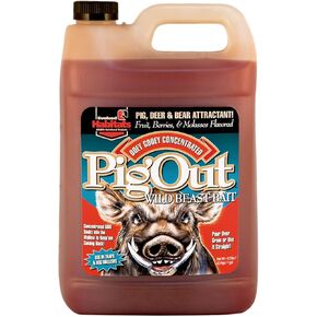 Pig Out Wild Beast Bait Liquid Hog Attractant - Habit-Forming Long-Range Pig, Deer & Bear Attractant With Irresistible Fruit, Berries & Molasses Flavor - 1 Gallon