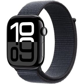 Apple Watch Series 10 [GPS, 46mm] - Jet Black Aluminum Case with Ink Sport Loop (Renewed)
