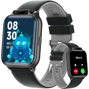 Smart Watch for Kids ، 1.85 "تعقب اللياقة مع معدل ضربات القلب ، ومراقب النوم ، وساعات IP68 مقاومة للماء مع مشغل موسيقى كاميرا الفيديو ، عداد الخطى ، اللعبة ، زر SOS ، بدون تطبيق/هاتف ، هدية للفتيان.