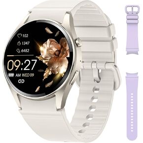 Smart Watches for Women, Fitness Watch for Women with Sleep/SpO2/Activity/Heart Rate Monitor, Smart Watch for Android iPhone with Calls/Messages/Female Cycle, 120+ Sport Modes, 400+ Dials, 2 Bands