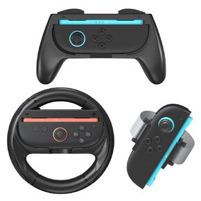 Younik 6 in 1 Switch 2 Accessories Bundle with 2 PCS Steering Wheel, 2 PCS J-con Grip and 2PCS Wrist Strap for NS Switch 2 (2025), Game Accessories for Family and Friends Gatherings