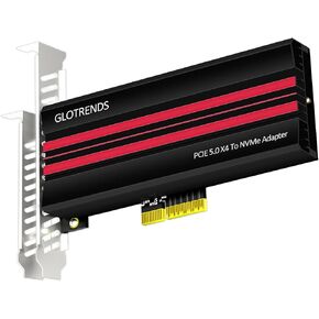 GLOTRENDS PA19 M.2 NVMe to PCIe 5.0 X4 Adapter for M.2 NVMe SSD, Large Aluminum Heatsink Cover, Regular and Low-Profile Bracket