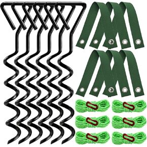 Zoofox 6 Pack Tree Stake Kit ، مجموعة تقويم الأشجار لأشجار الميل ، مرساة الترامبولين الحلزوني للرياح الشديدة في خيام التخييم ، موانئ السيارات ، مجموعات الأرجوحة ، الستائر ، حظائر ، 15.8 بوصة