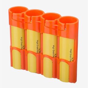 SL18650ORG by Powerpax SlimLine 18650 Battery Caddy, Orange, Holds 4 Batteries (Not Included)