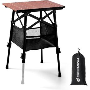 Odoland Folding Camping Table with Sturdy Storage Bag, Adjustable Height Portable Lightweight Mini Beach Table for Outdoor Picnic Hiking Travelling