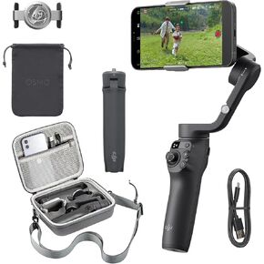 DJI Osmo Mobile 6 Gimbal Stabilizer for Smartphones, 3-Axis Phone Gimbal, Built-in Extension Rod, Object Tracking, Portable and Foldable, Vlogging Stabilizer, with Aries Carrying Case