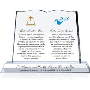 Placa de agradecimiento personalizada para el pastor y su esposa, personalizada con los nombres, el nombre de la iglesia y un texto personalizado, un regalo único de agradecimiento