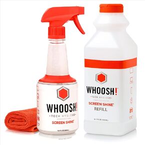 WHOOSH! Screen Cleaner Spray & Microfiber Cloths Bundle | 16.9 & 32.1 fl oz + 1 Microfiber Cloth (14x14)