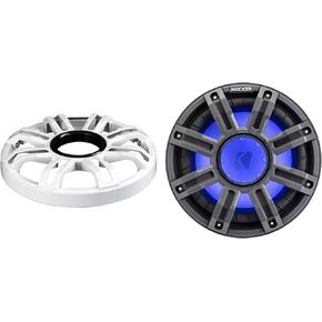 KICKER 51MWF104 - MWF 10-Inch Premium Marine Subwoofer (Free-air) 4-ohm and 51MWG10W White Grill Bundle
