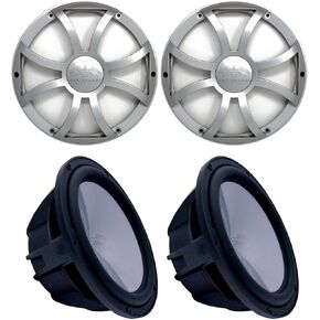 wet sounds Two Revo 10" Subwoofers & Grills - Black Subwoofers & Silver XS Grills - 4 Ohm