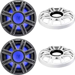 KICKER (2 51MWF104 - MWF 10-Inch Premium Marine Subwoofer (Free-air) 4-ohm and 51MWG10W White Grill Bundle