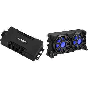 Kicker 51MWLE104 - MWE 10-Inch Loaded Premium Marine Sub Encl w/Passive Radiator 4ohm & 48PXA6001 Powersports Amp Bundle