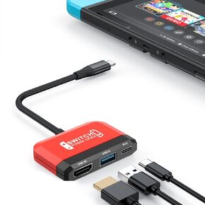 RReaka Switch Dock لـ Nintendo Switch OLED ، 3 في 1 محول تلفزيوني مع 4K HDMI ، منفذ USB 3.0 ، شحن النوع C 100W ، محطة الإرساء المحمولة للسفر ، Samsung Dex S24 ، MacBook