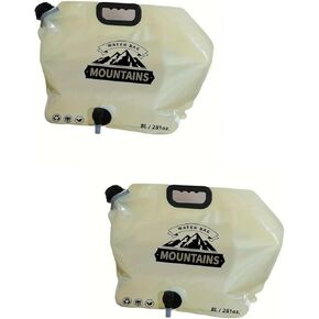 2Pack Collapsible Water Storage Bag, Camping Water Container,8L/2.11Gal Durable Portable Container, Leakproof Spigot, Resistant for Camping, Hiking, Travel, Outdoor Reusable Accessory