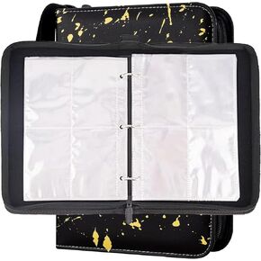 Card Binder,400 Pockets Card Holder Album with 50 Removable Sleeves for Standard Size Cards 4 Pocket TCG Trading Card Binder Display Storage Carrying Case(Black)