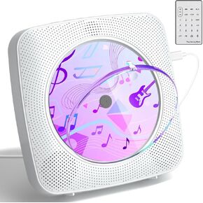 CD Player with Speakers CD Players for Home: Desktop Wall CD Player Bluetooth Portable Kegaudio with Dust Cover LCD Screen Display FM Radio USB AUX Jack Remote Control Black