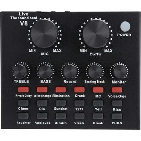 V8 Live Sound Card, Voice Changer Karaoke Sound Card for Mobile Phone/Computer/Headset