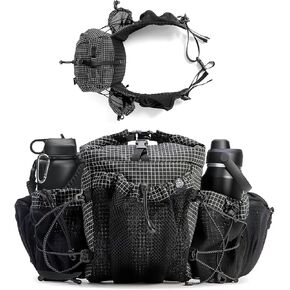 Fanny Pack Waist Bag for Men Women Hiking Daypacks with 2 Water Bottle Holder Trekking Waist Pack Waterproof for Outdoor Travel Cycling Climbing Walking (Bottle Not Included)