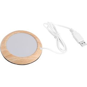 USB Coffee Mug Warmer, Mug Warmer Walnut Wood and Metal, 5V USB,for Most Stainless Steel Cup, Feeding Bottle, Ceramic Cup, Glass Your Computer, Desktop, Laptop, Tablet, (Deep Walnut Grain)