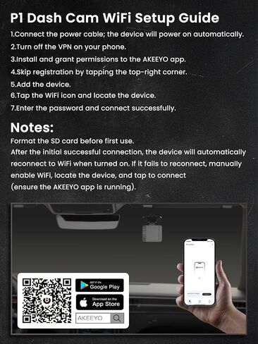 Dash Cam FHD 1080P Car Camera, AKEEYO WiFi Dash Camera for Cars,Mini Front Wireless Dash Cam with App,WDR Night Vision, G-Sensor,24H Parking Mode, Loop Recording, Dashcam Support 256GB Max in Saudi Arabia