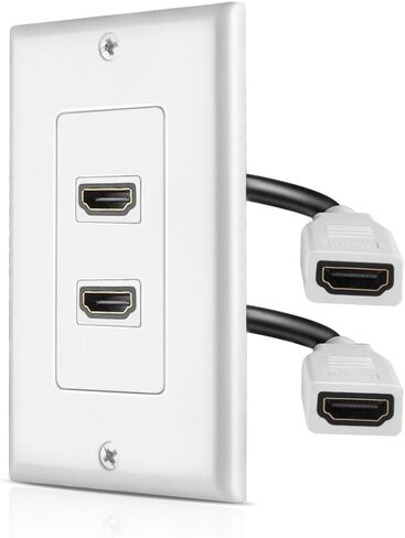 TNP HDMI Wall Plate - Dual (2 Port) HDMI Socket Plug Jack Outlet Decorative Face Plate Cover Mount Panel w/ 4K UHD ARC/eARC Ethernet Pass-Thru Support High Speed Extension Pigtail Coupler Cable in Saudi Arabia